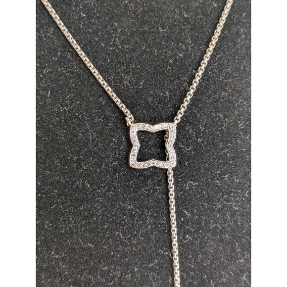 David Yurman Sterling & 18K Yellow Gold Diamond 24.5” Quatrefoil Lariat Necklace - Picture 2 of 8